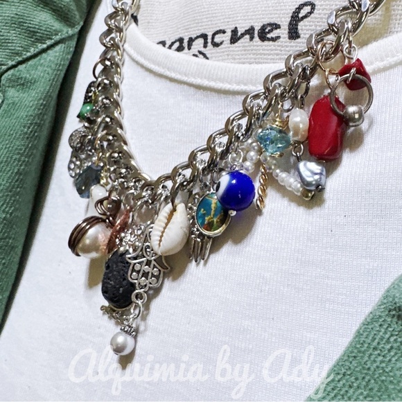 Alquimia Silver Multicolor Charm Necklace